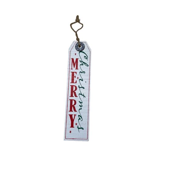 Merry Christmas WoodenVertical Hanging Sign Decor Red, Green, White - Picture 5 of 5